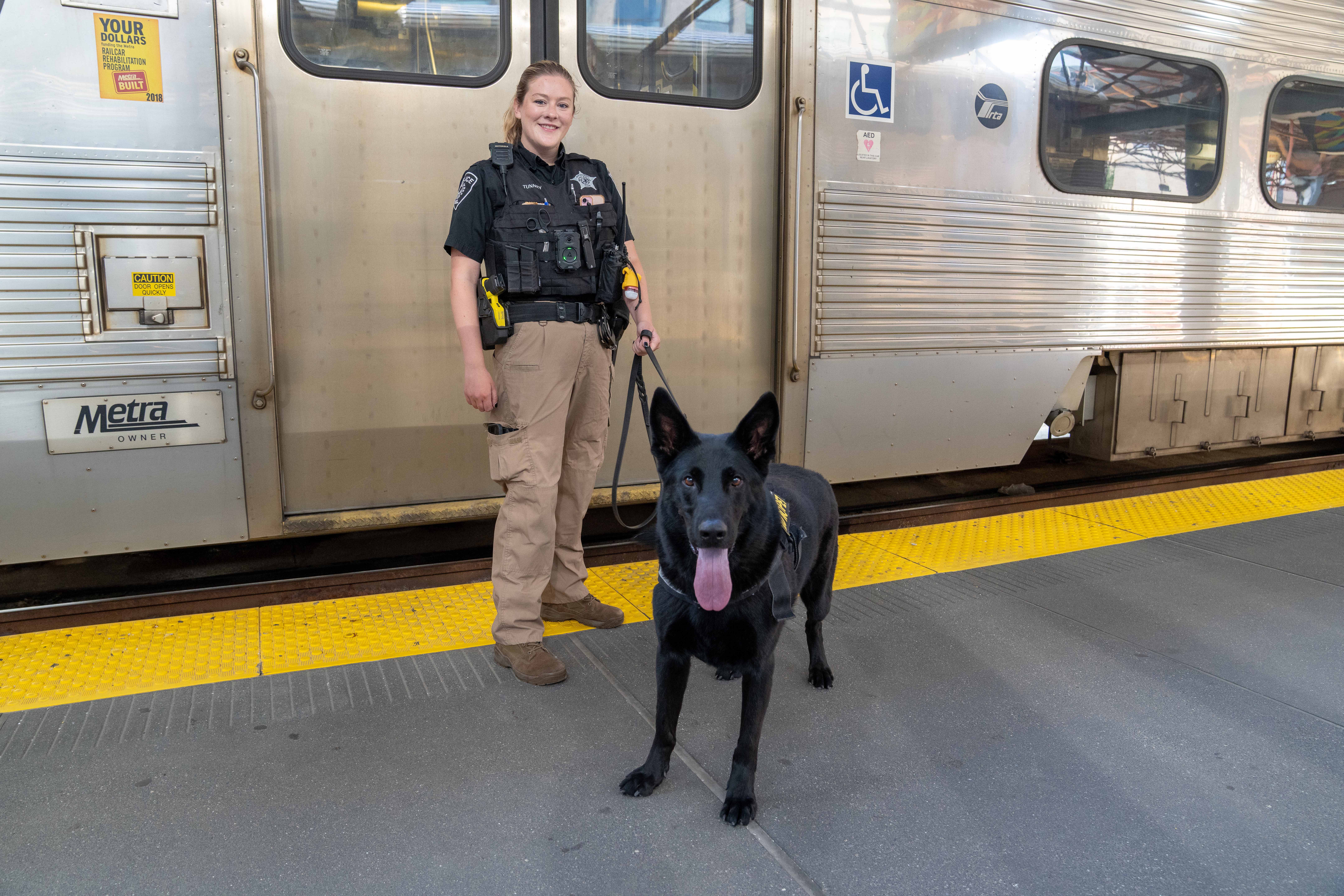 Metra Police Officer Jane Tunney with K9 partner Oscar