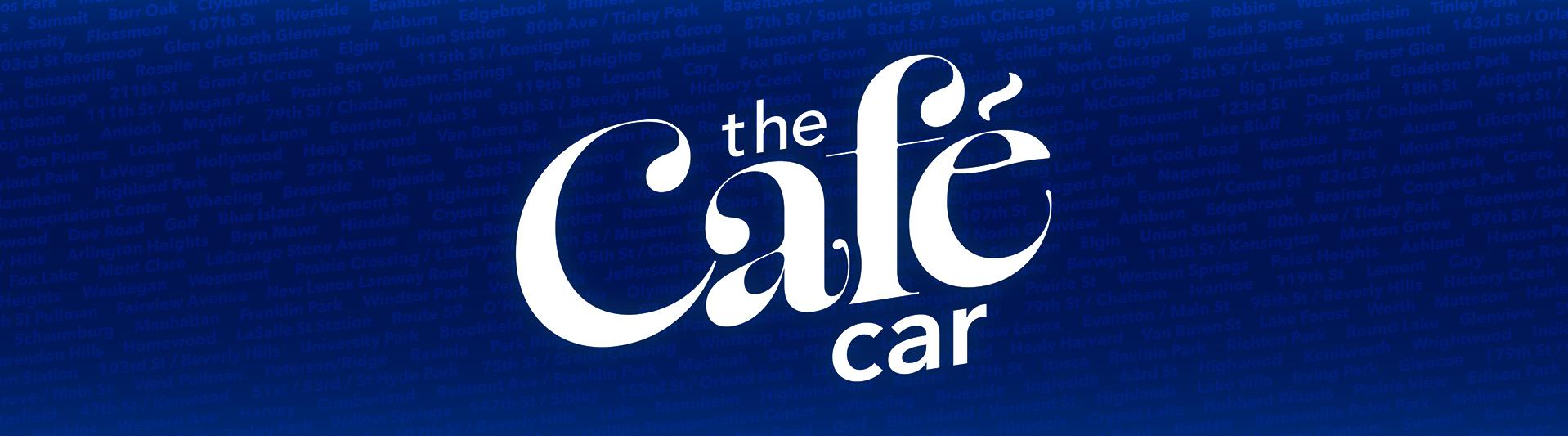 Cafe car logo on blue background